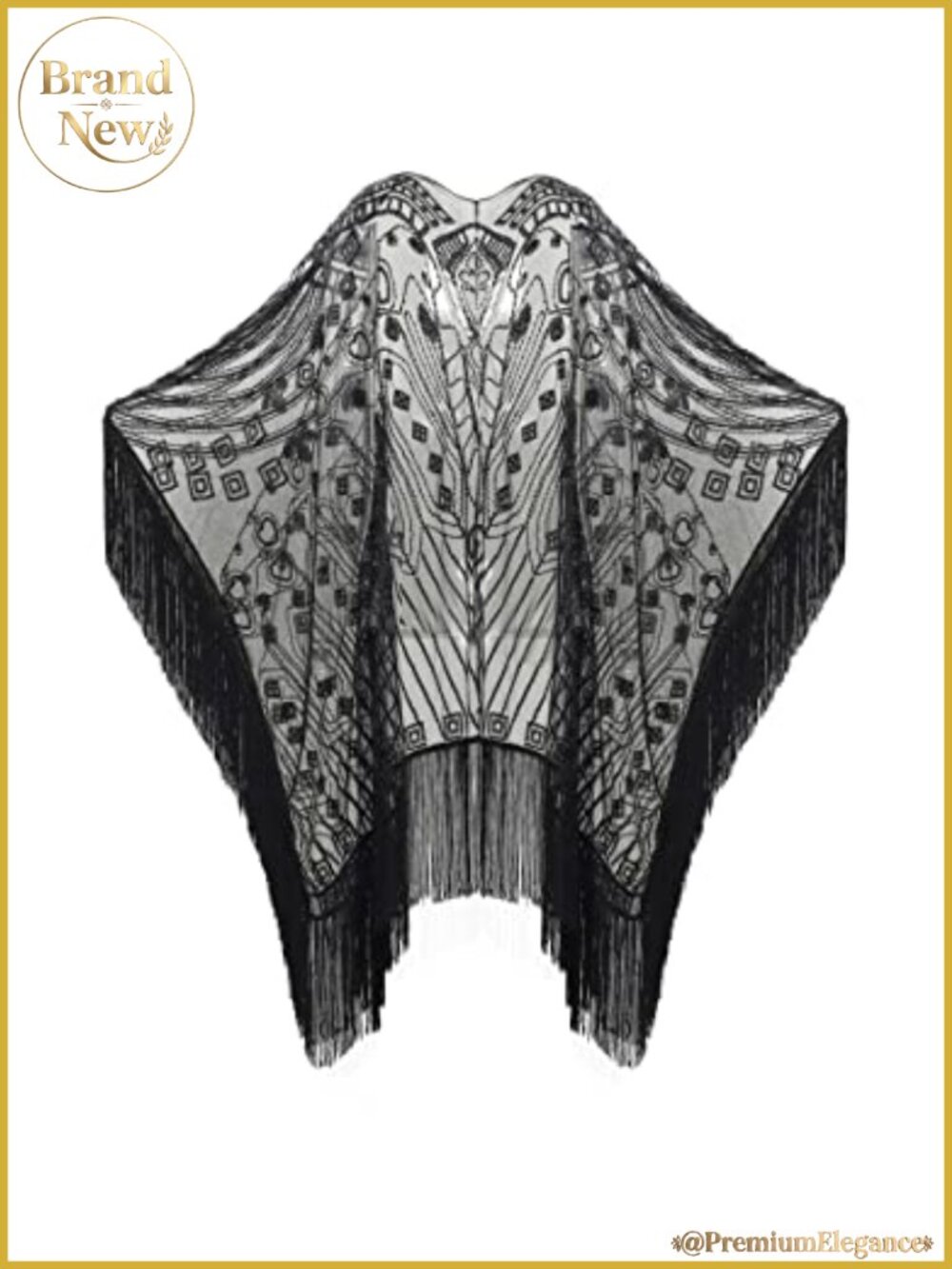 Sequin Beaded Shawl Wrap Fringed Evening Cape Scarf Cover Up